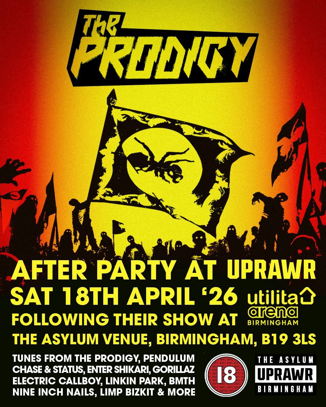 The Prodigy Birmingham After Party: Alternative Dance, Rock, Electronic, Industrial and Nu Metal Clubnight