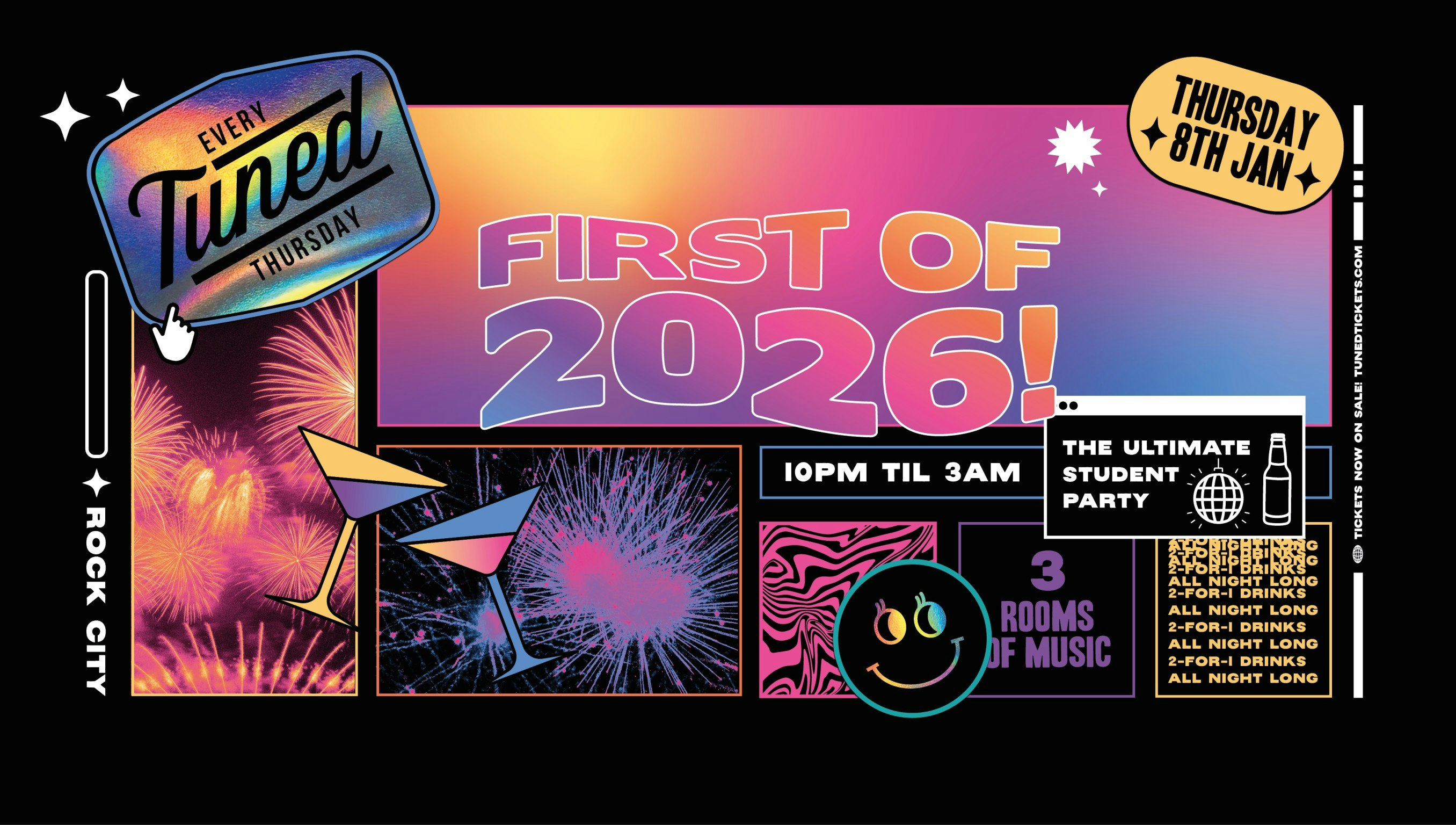 Tuned – FIRST TUNED OF 2026! – Nottingham’s Biggest Student Night – 2-4-1 Drinks All Night Long – (inc Silent Disco In Beta Room) 08/01/26