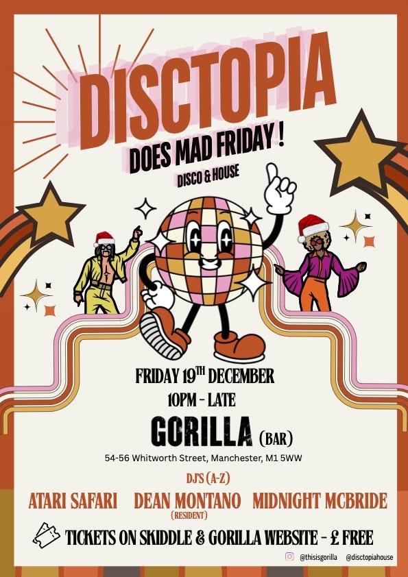 DISCTOPIA does Mad Friday! (FREE ENTRY – BAR PARTY)