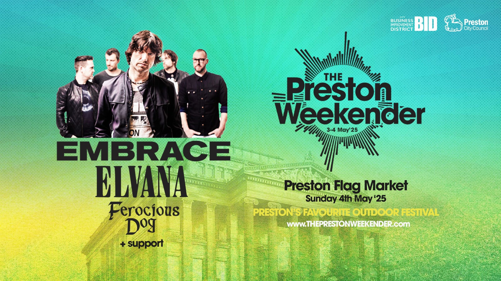 Embrace, Elvana, Ferocious Dog + More –  Sunday 4th May