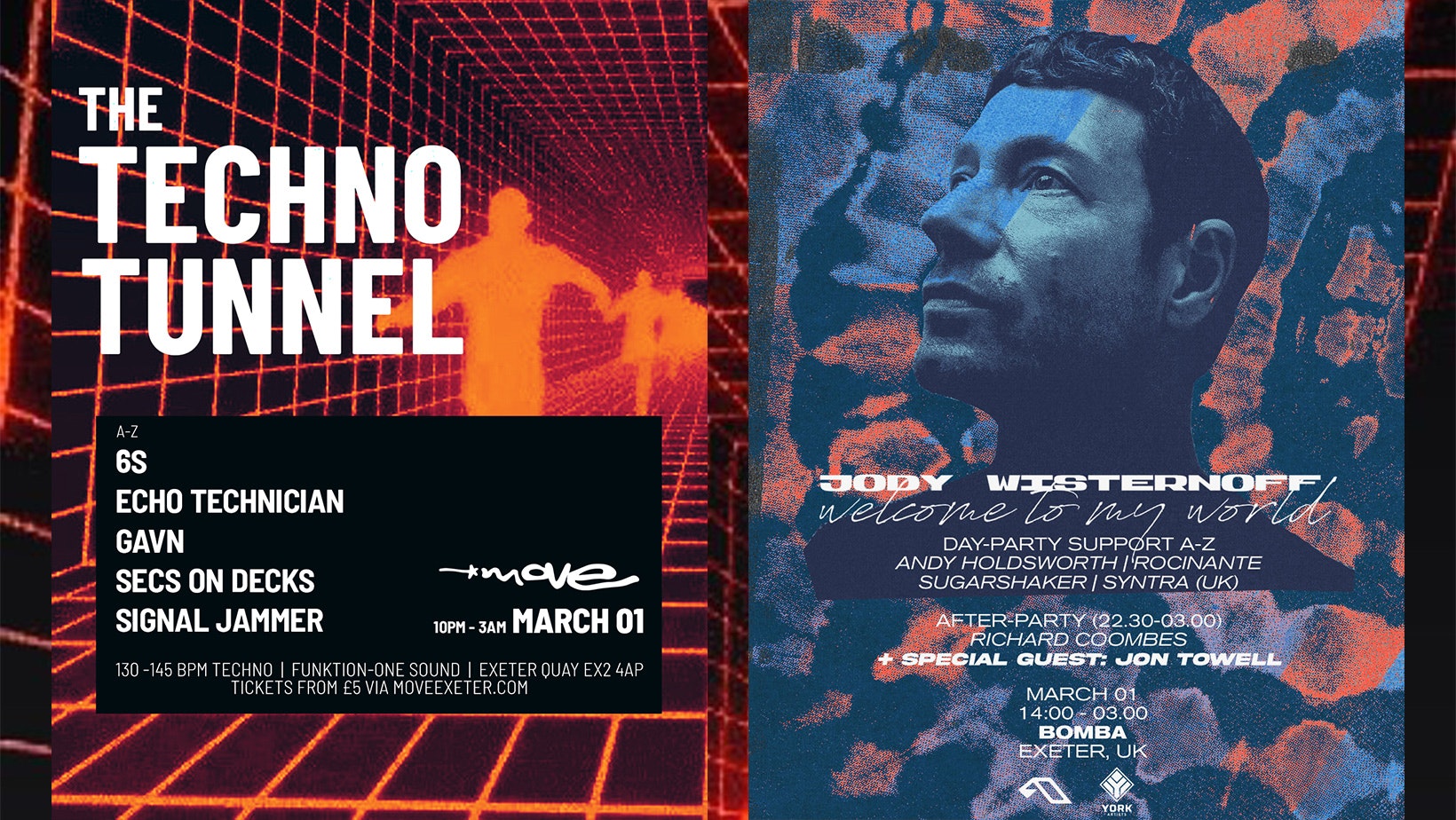 JODY WISTERNOFF AFTER-PARTY – Prog House in Bomba – The Techno Tunnel in Move – Sat 1st March  – Exeter