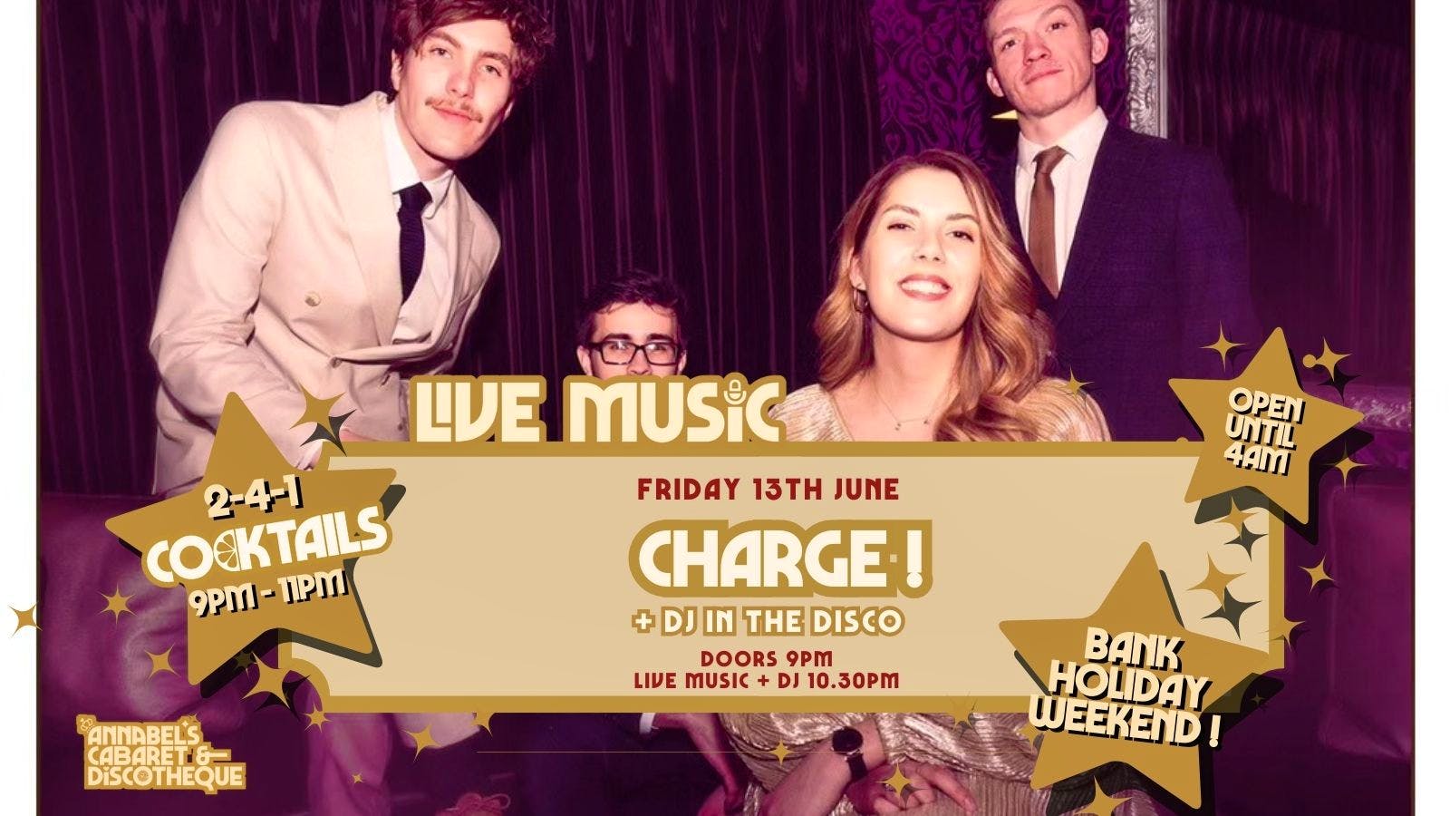 Live Music: CHARGE! // Annabels Cabaret and Discotheque