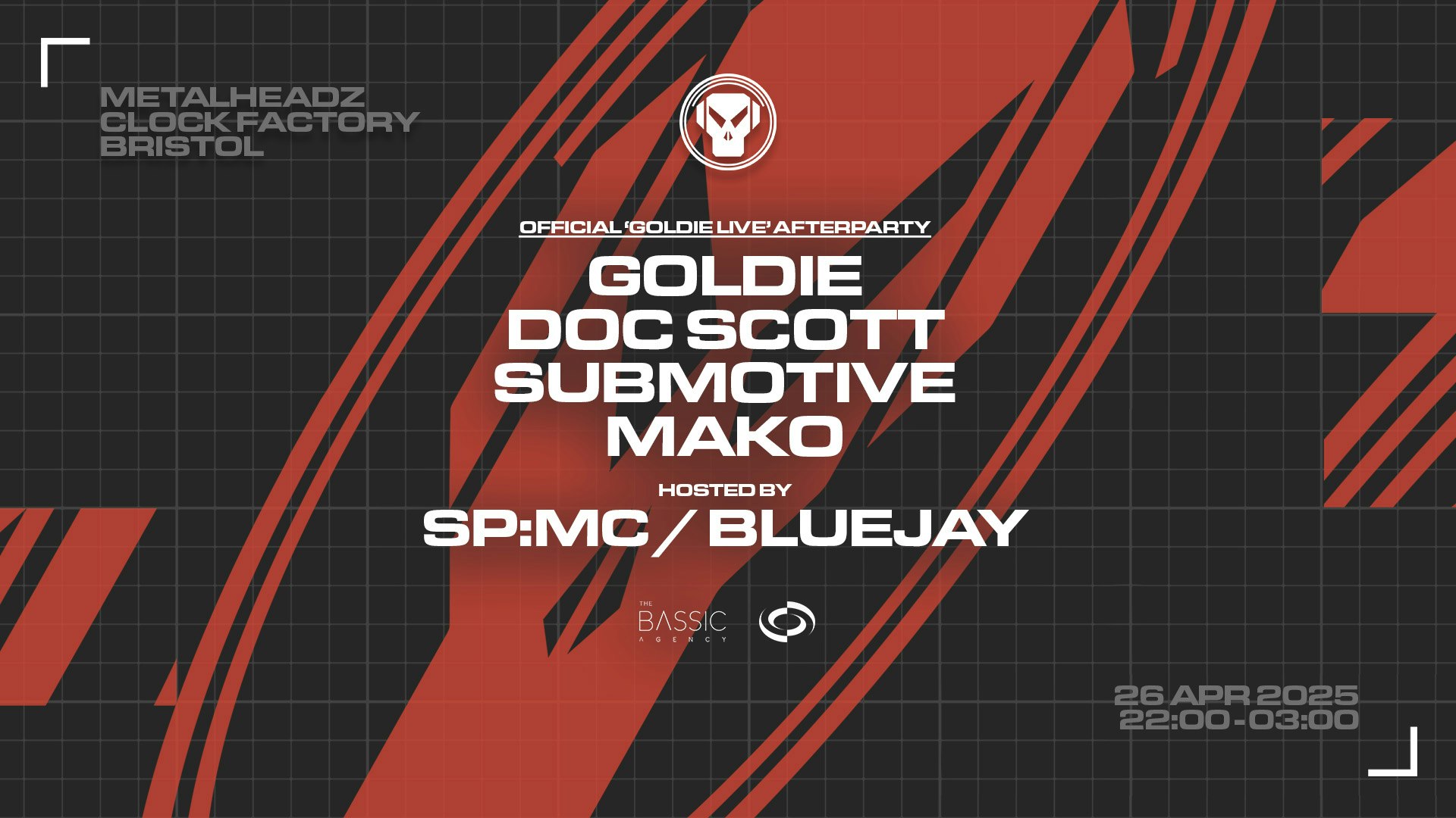 Metalheadz: Goldie, Doc Scott, Submotive, SP:MC, Mako + More [Official Goldie LIVE Afterparty]