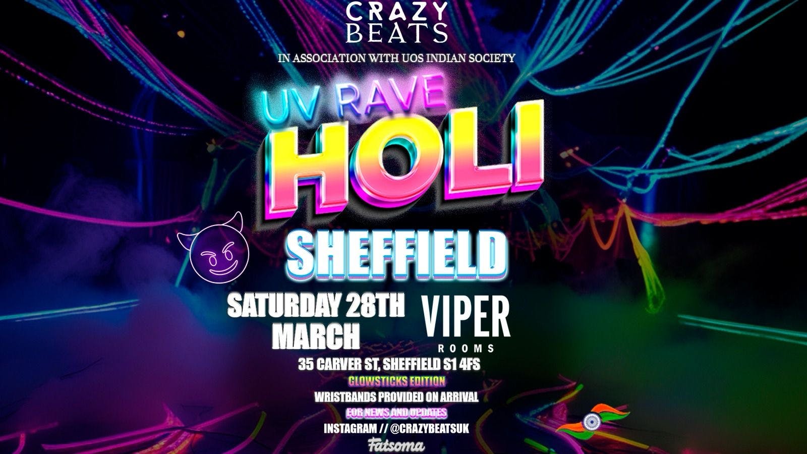 HOLI SPECIAL BOLLYWOOD NIGHT - UV NEON RAVE | SHEFFIELD at The Viper ...