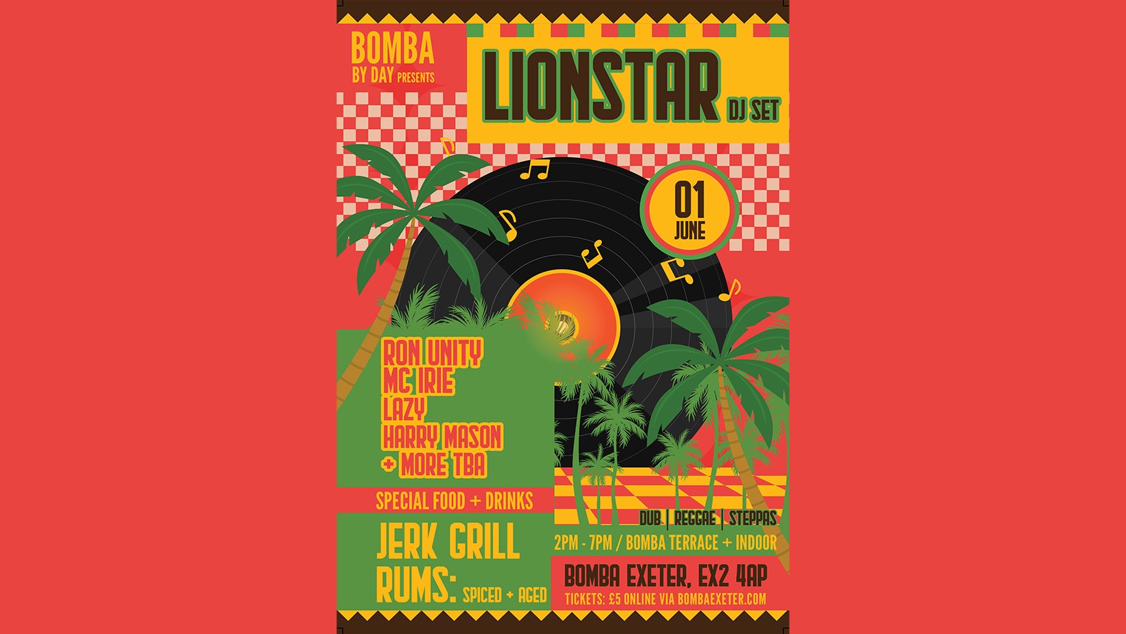 Lionstar DJ Set – Dub / Reggse / Steppas – Day Party – Sun 1st June – Bomba – Exeter