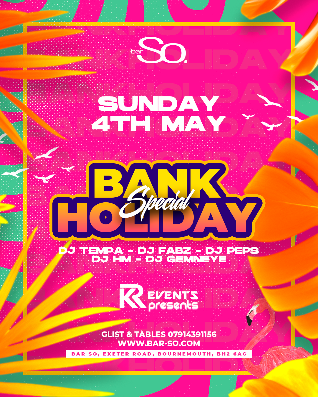 Bank Holiday Sunday Special @ Bar So – Sunday 4th May