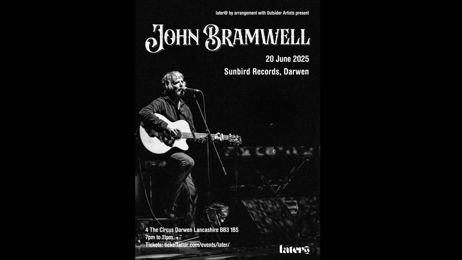 John Bramwell (I Am Kloot) – Friday 20th June 2025 | Sunbird Records, Darwen, BB3 1BT