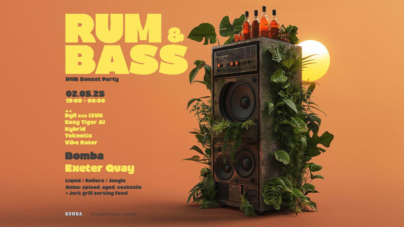 RUM & BASS – DnB Sunset Party – 100 Free Tickets – Fri 02 May – Bomba – Exeter