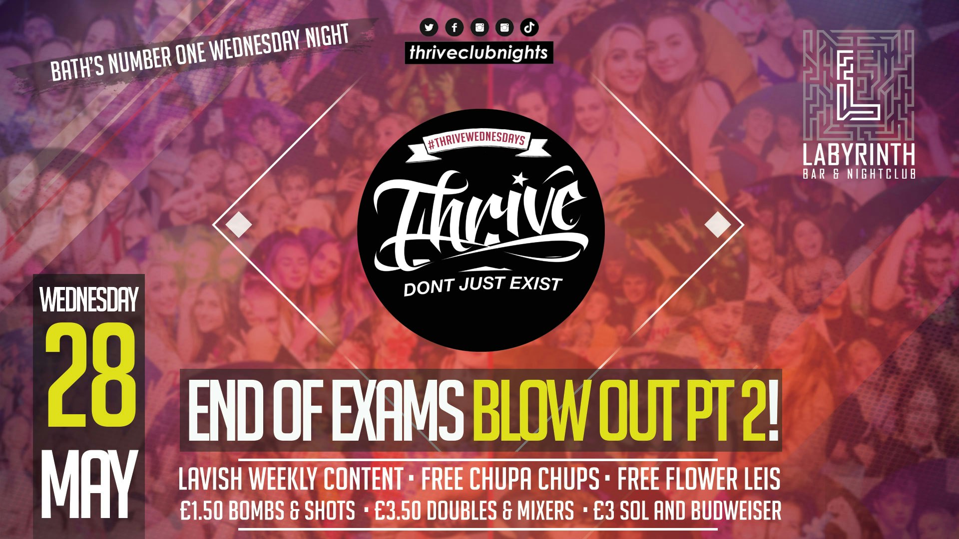 Thrive Wednesdays at Labs – EXAMS BLOW OUT!!! 🤩 Bath’s Best Wednesday Night! 🥳