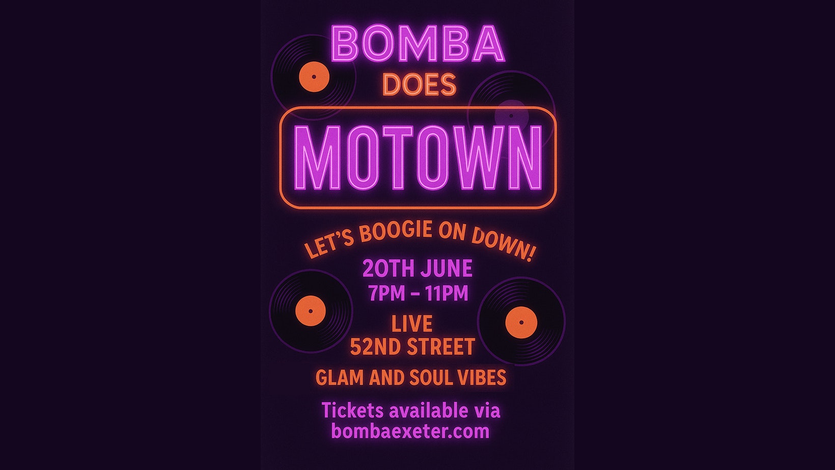 Bomba Does Motown – Live Band 52nd Street – Bomba Exeter – Fri 20 June