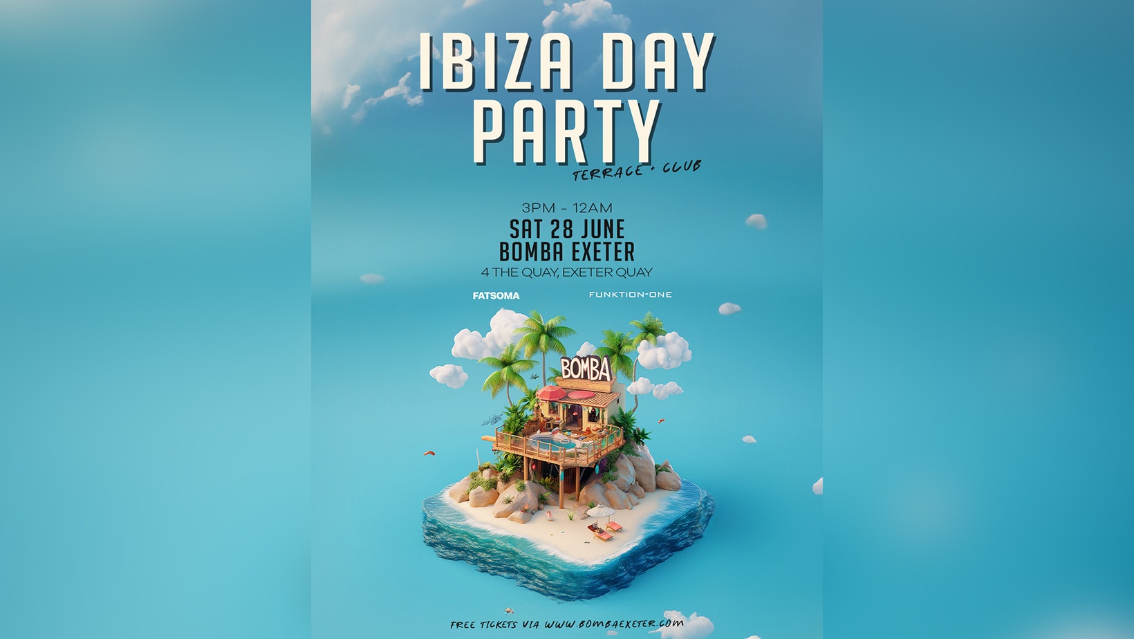Free Ibiza Day Party – House & Trance Anthems – Sat 28 June – Bomba Exeter