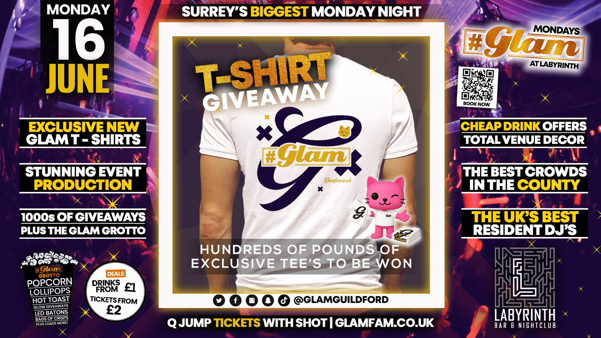 Glam |👚 EXCLUSIVE T SHIRT GIVEAWAY!!👕 Surrey’s Biggest Monday Night! 🤩