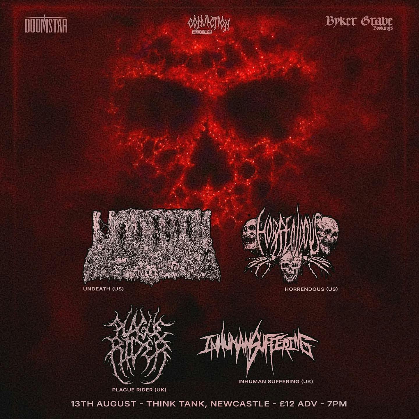 Undeath / Horrendous / Plague Rider / Inhuman Suffering at Think Tank ...