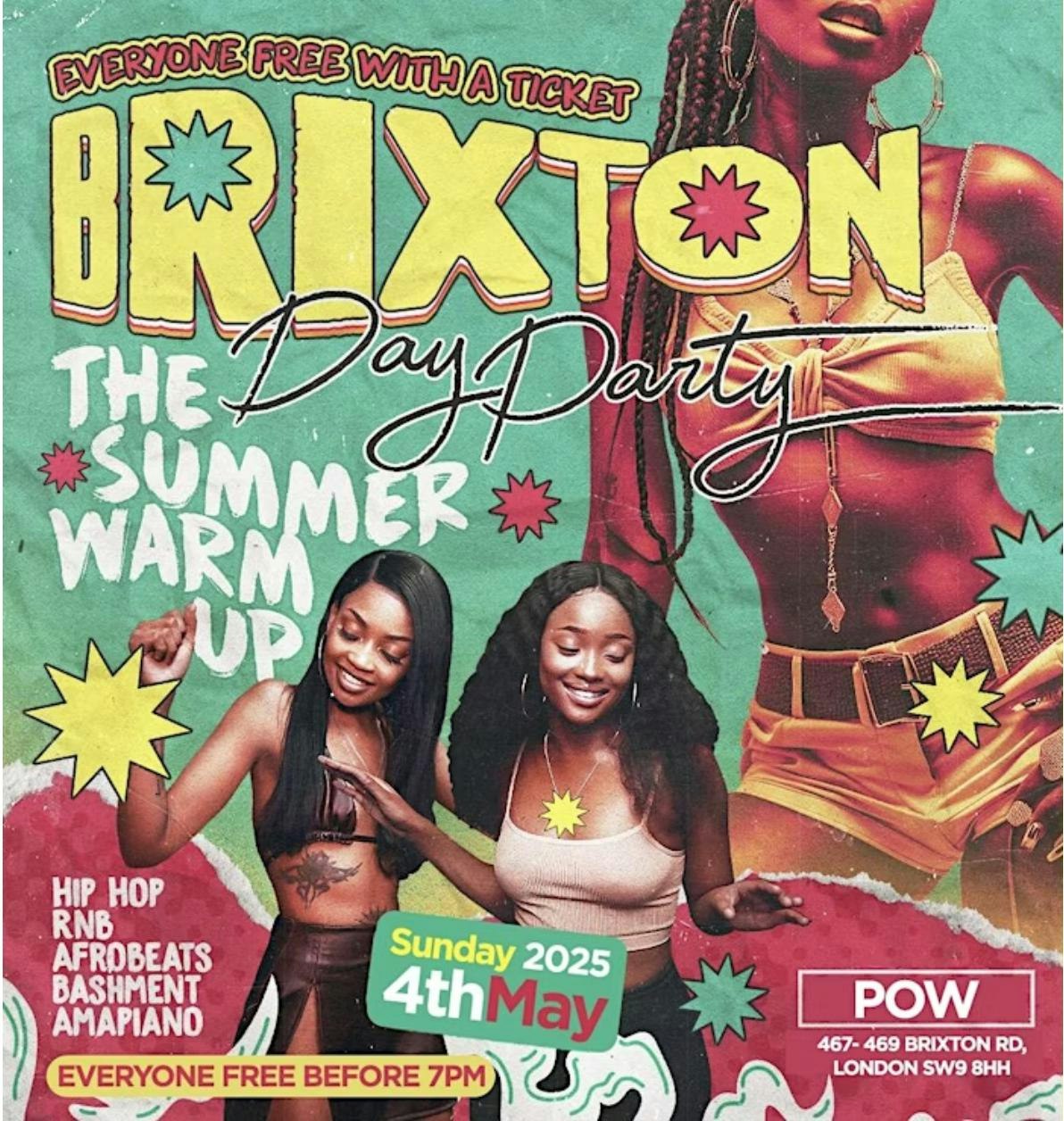BRIXTON DAY PARTY – FREE Summer BANK HOLIDAY Party – TODAY!!