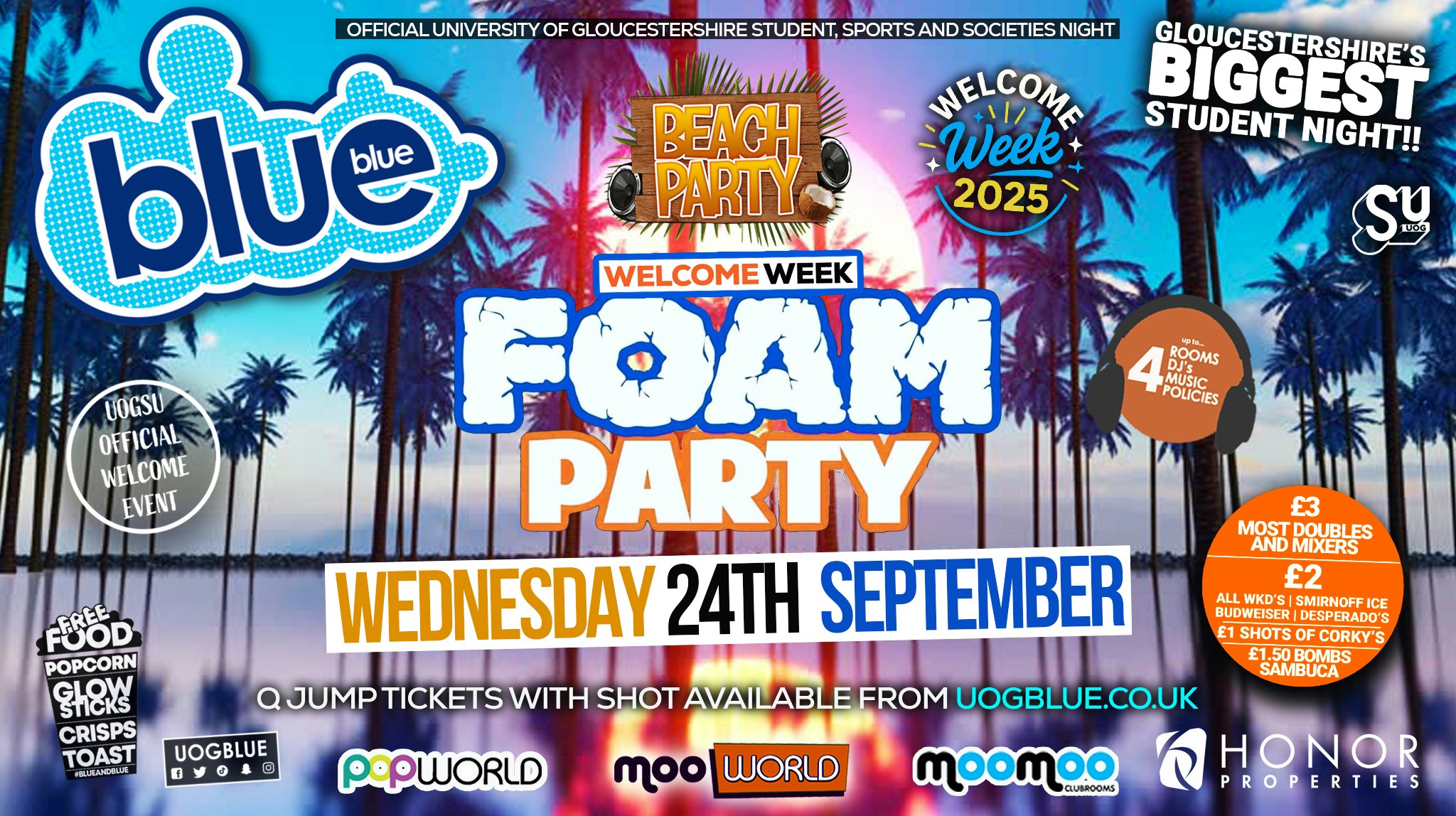 UOG OFFICIAL WELCOME WEEK – 🏖️ BEACH FOAM PARTY! 🫧 Blue & Blue Wednesdays | Gloucestershire’s Biggest Student Night 💙