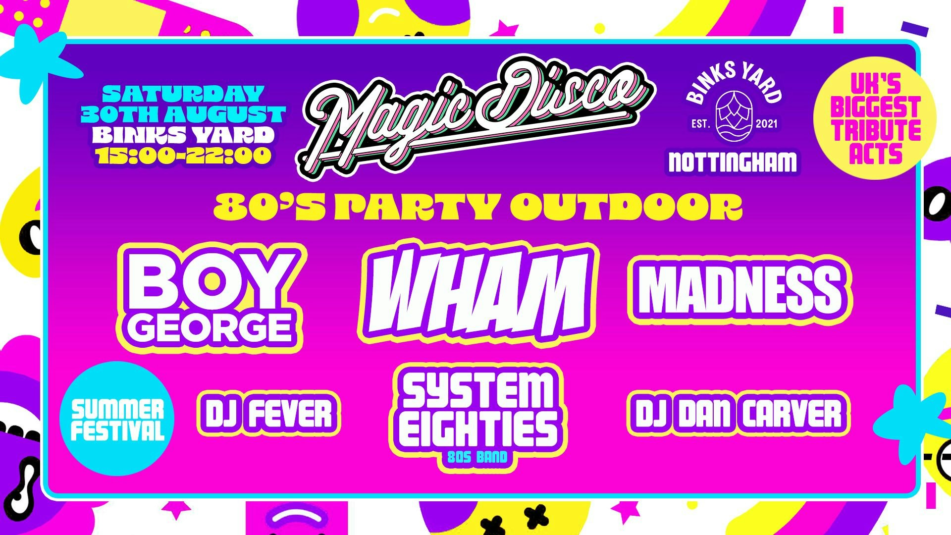 Summer Outdoor 80s Festival – Sat 30th Aug – Binks Yard [TICKETS ON SALE NOW!]