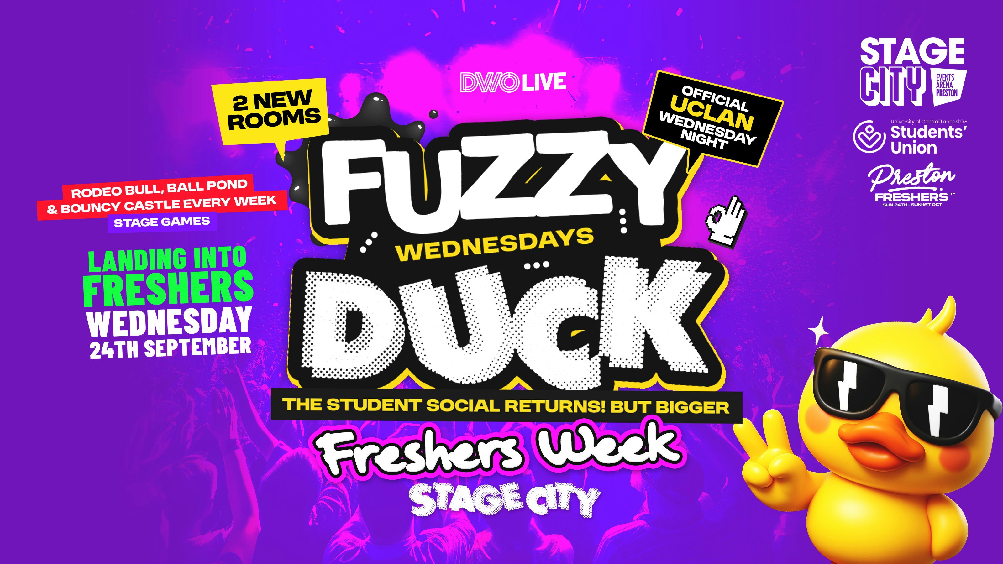 FUZZY DUCK 🐤 UCLAN’s official Wednesday Student Social | Freshers Wednesday ⭐️ STAGE CITY