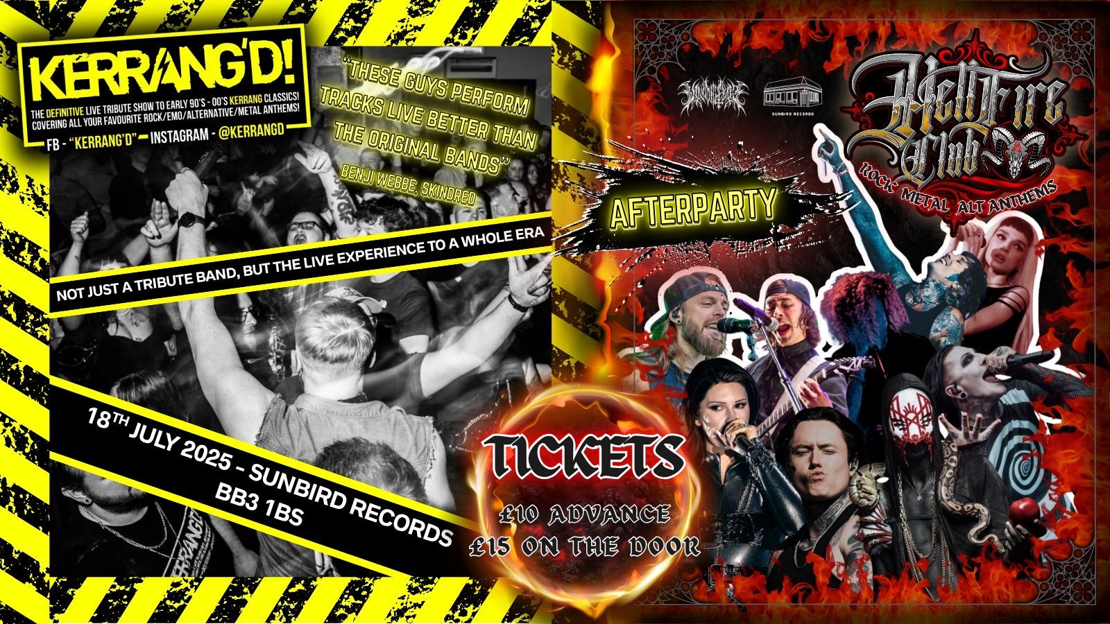 Kerrang’d + Hellfire Club Afterparty – Friday 18th July 2025 | Sunbird Records, Darwen, BB3 1BT