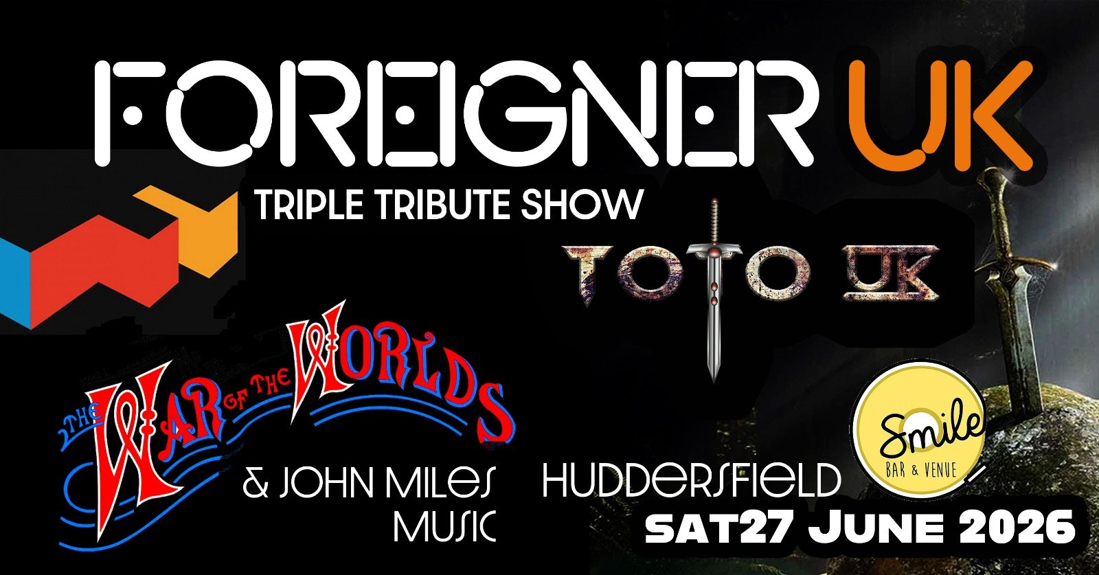 Triple Tribute Show – Foreigner UK, Toto UK,  War of the Worlds