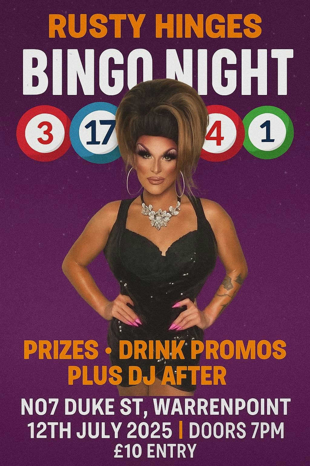 DRAG BINGO with the ICONIC Rusty Hinges