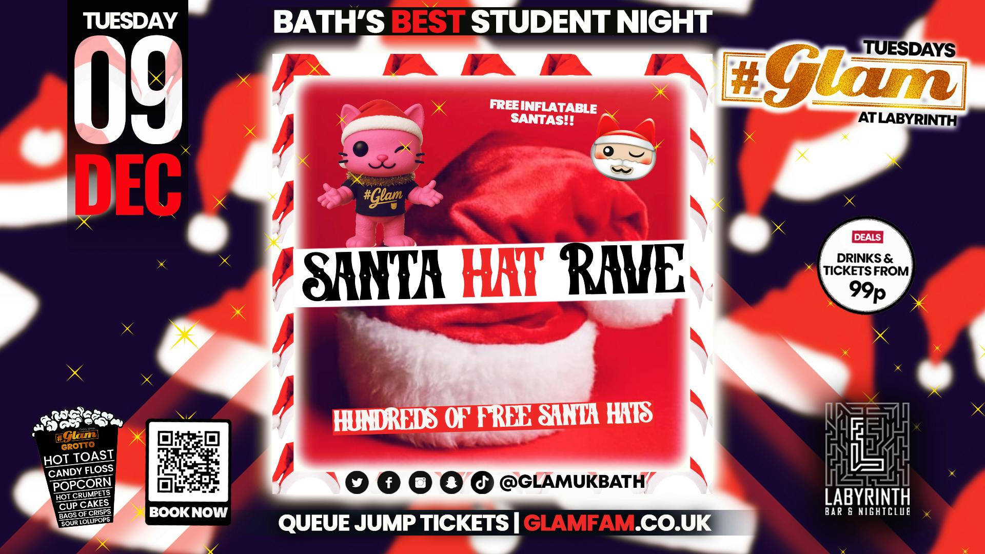 Glam 🎅 SANTA HAT RAVE 🎅 | Bath’s Best Student Night! Every Tuesday at Labyrinth! 😻
