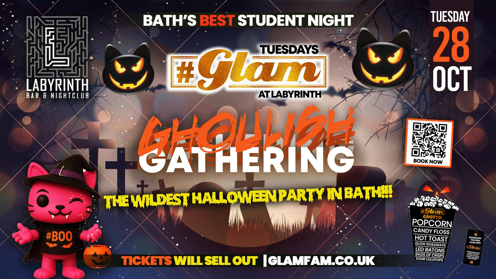 Glam – ⛓️🎃🦇 GLAM GHOULISH GATHERING 😈🧟👻| | Bath’s Best Student Night! Every Tuesday at Labyrinth! 😻