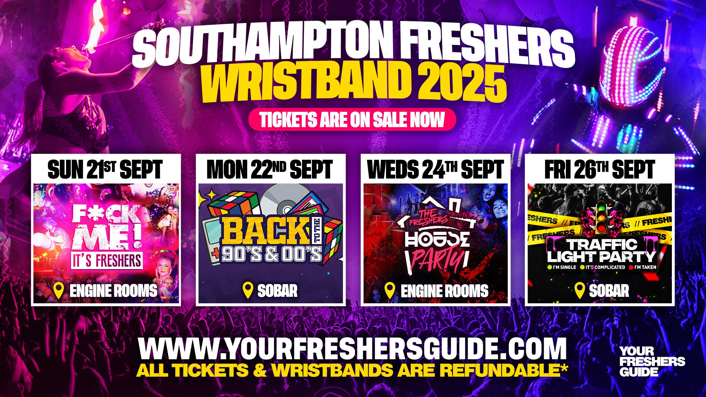 Southampton Freshers Week Wristband 2025 – The Biggest Events of Southampton Freshers 2025 🎉