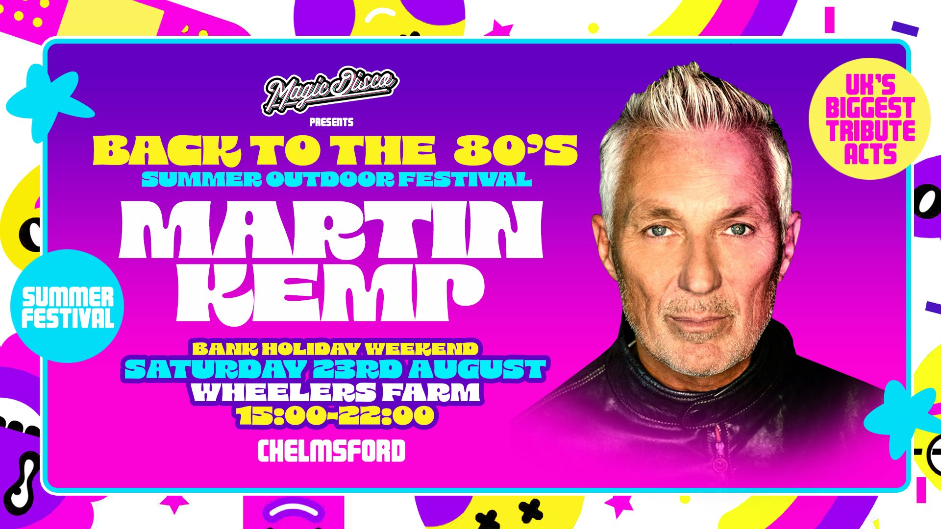 Official Parking & Transport – Back to the 80’s Summer Tribute Festival with Martin Kemp – Saturday 23rd August – Wheelers Farm Chelmsford
