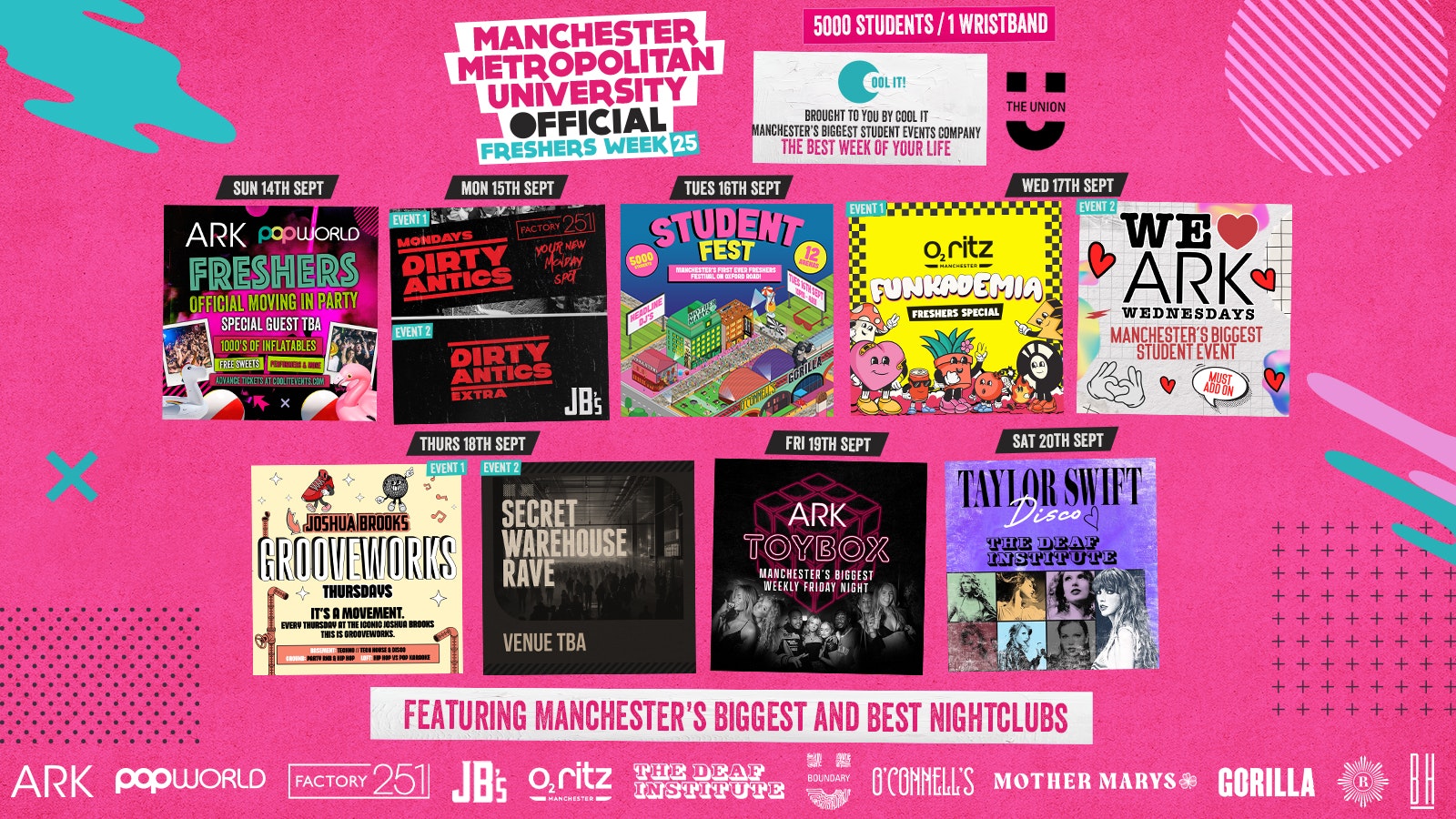 MANCHESTER MET – MMU – OFFICIAL All Access Freshers Wristband 2025 🎟️