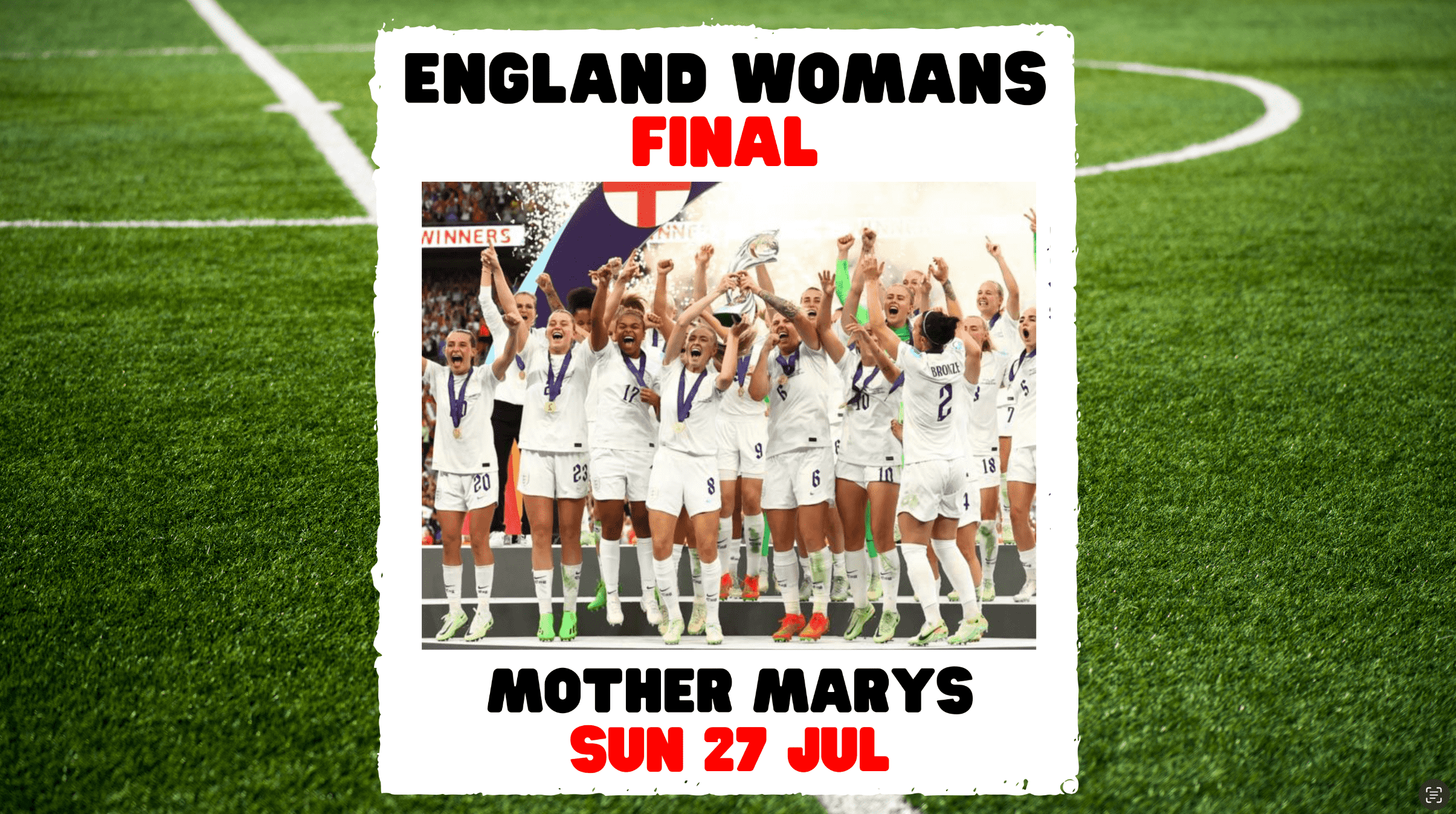 ENGLAND WOMANS EURO FINAL – Free Tickets!