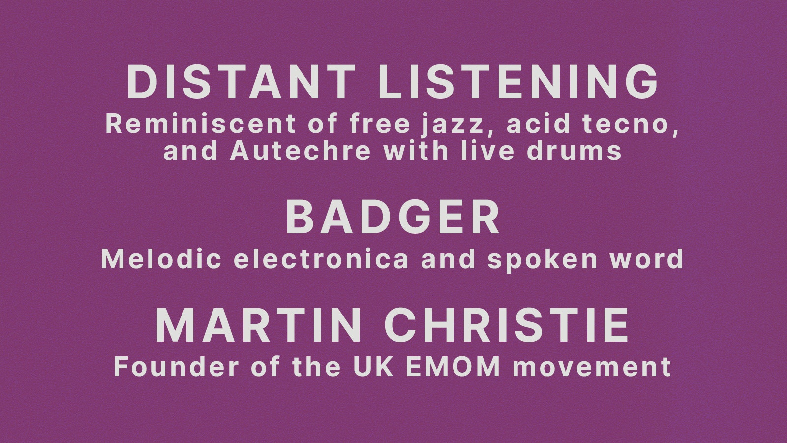 Martin Christie, Badger, Distant Listening at Pop Recs