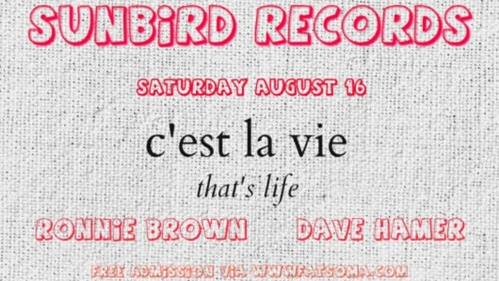 C’est Le Vie Reunion featuring Ronnie Brown, Dave Hamer | Saturday 16th August 2025 | Sunbird Records, Darwen