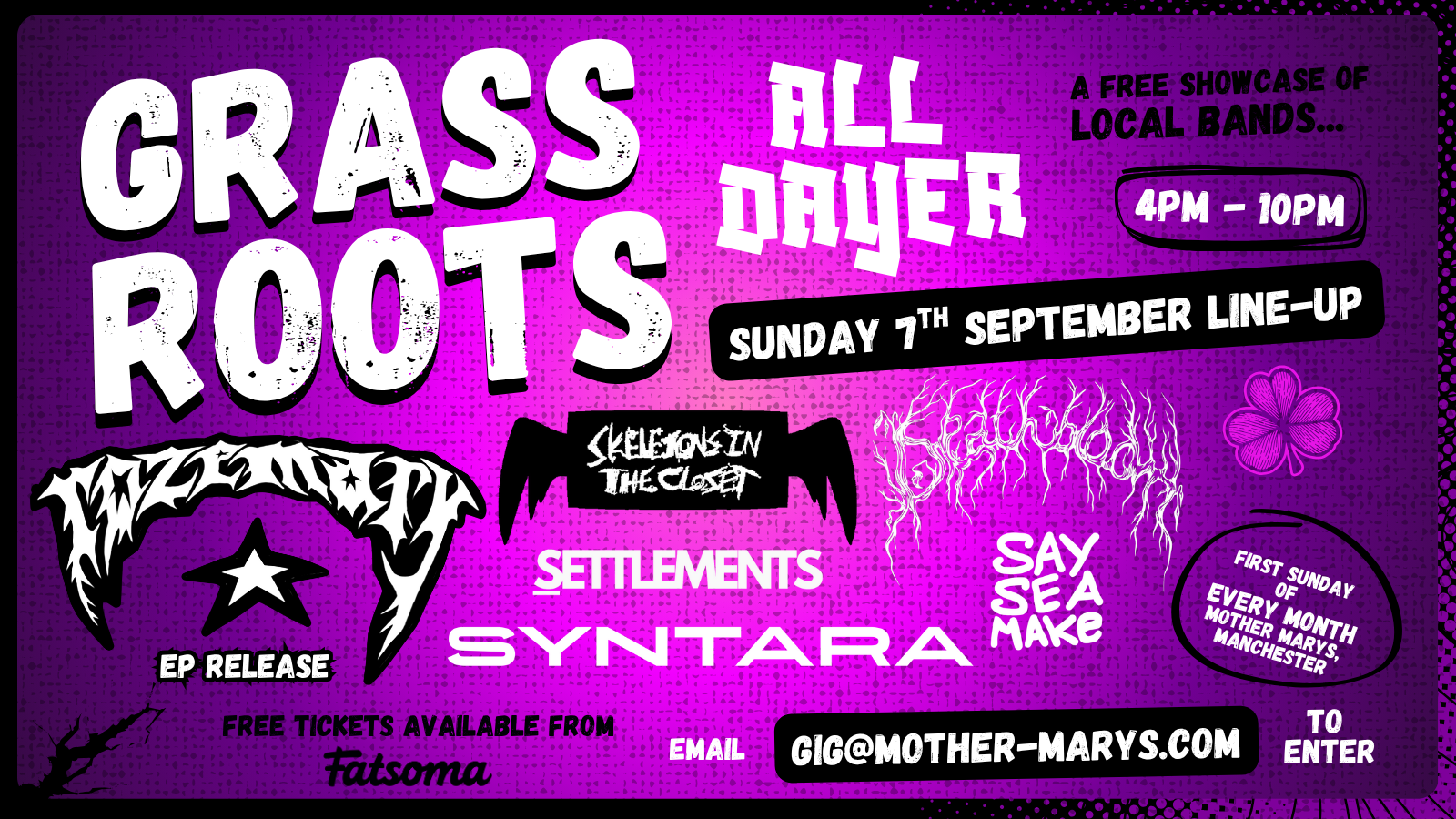 GRASSROOTS ALL DAYER 007: FREE ENTRY