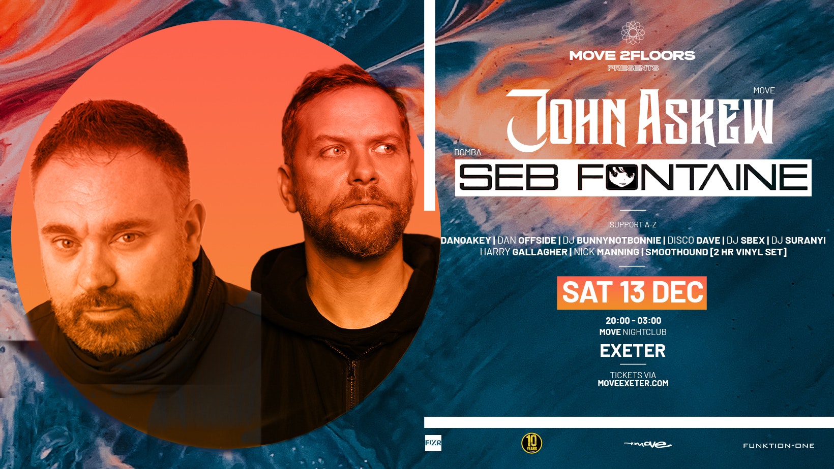 Move 2Floors – John Askew + Seb Fontaine // Move Nightclub, Exeter 13.12.25