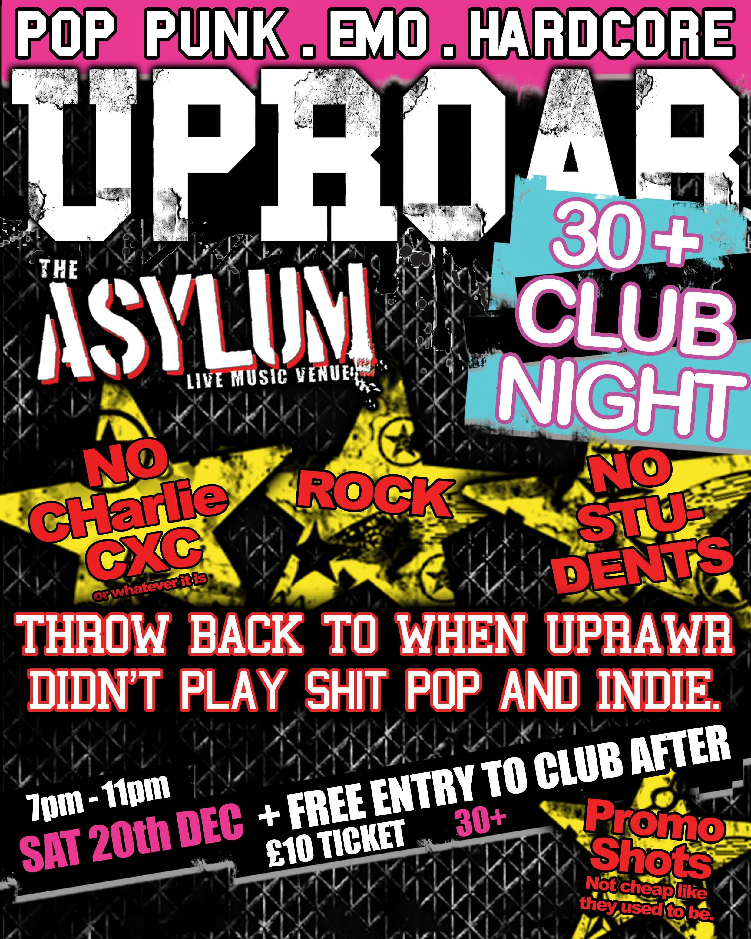 UPRAWR: Early Clubnight – 30+ Alternative, Emo and Pop Punk Clubnight 7 – 11PM
