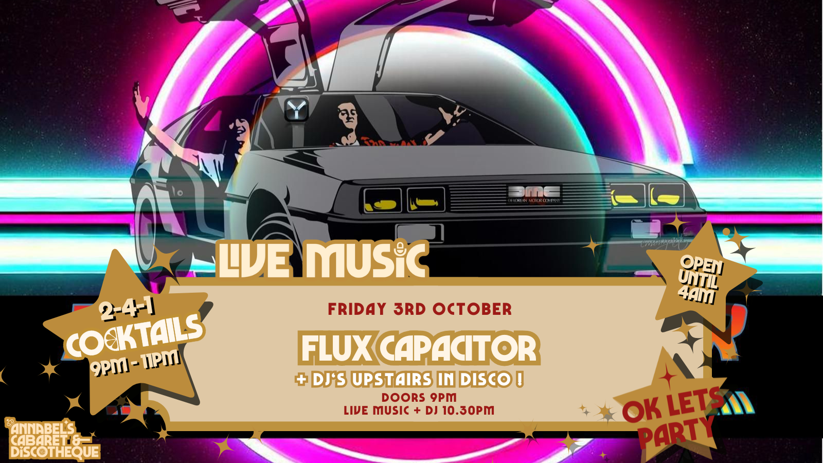 Live Music: FLUX CAPACITOR // Annabel’s Cabaret & Discotheque