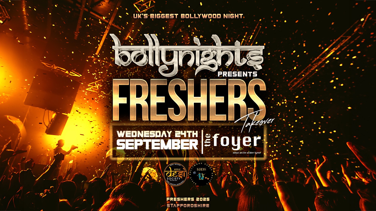Staffordshire Bollynights – Freshers Takeover | Wednesday 24th September | The Foyer