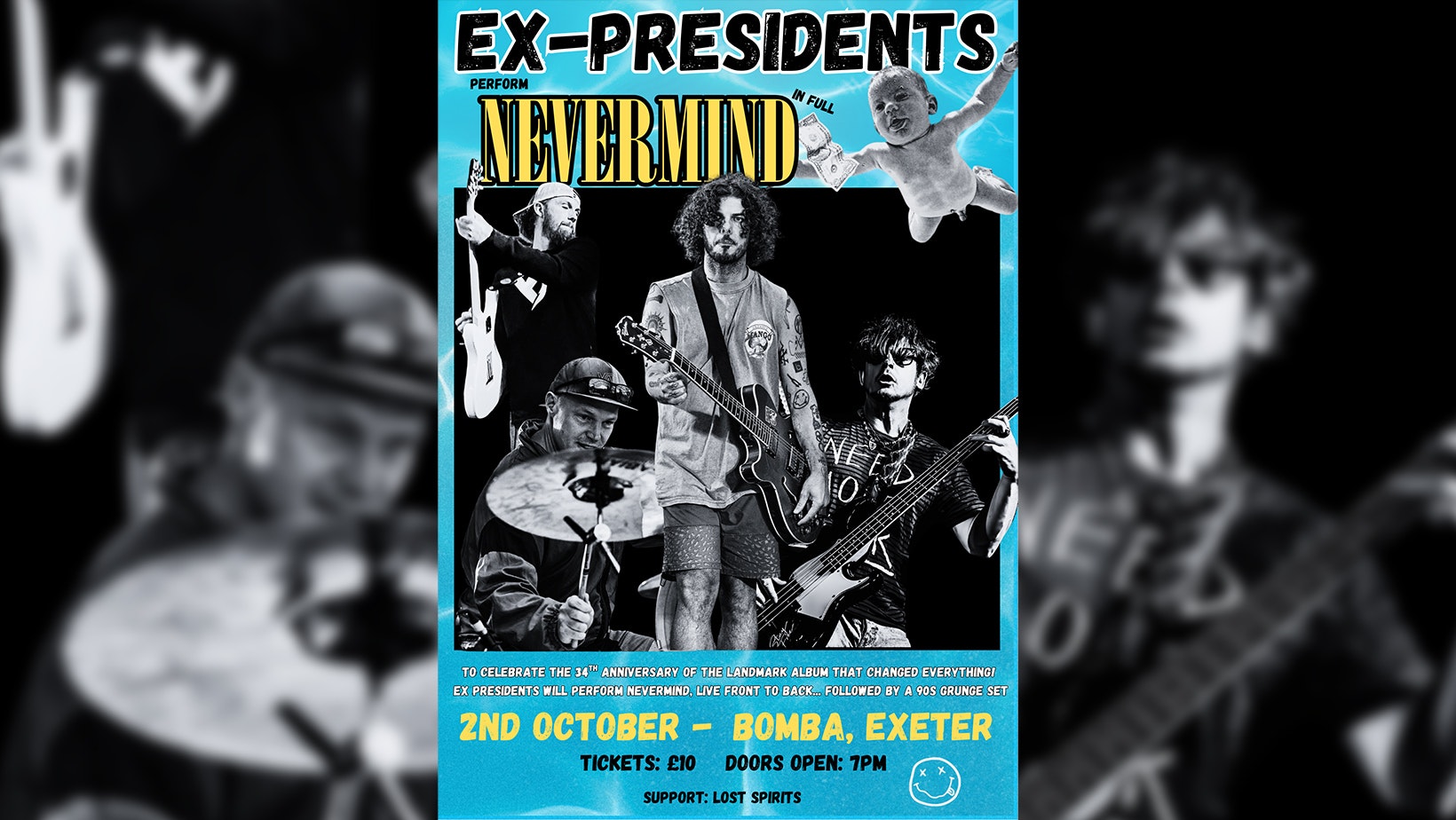 Ex Presidents Performing (Nirvana) Nevermind Album In Full – Bomba Exeter – 02.10.25