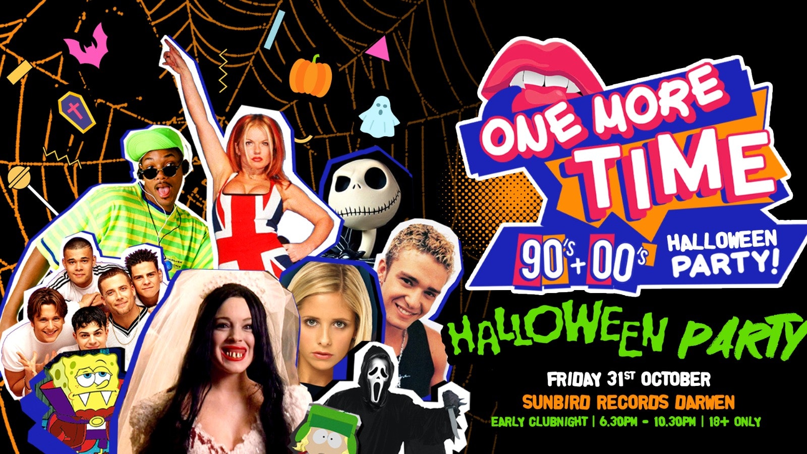 One More Time – 90s & 00s | Halloween Party |  – Friday 31st October 2025 | Sunbird Records, Darwen