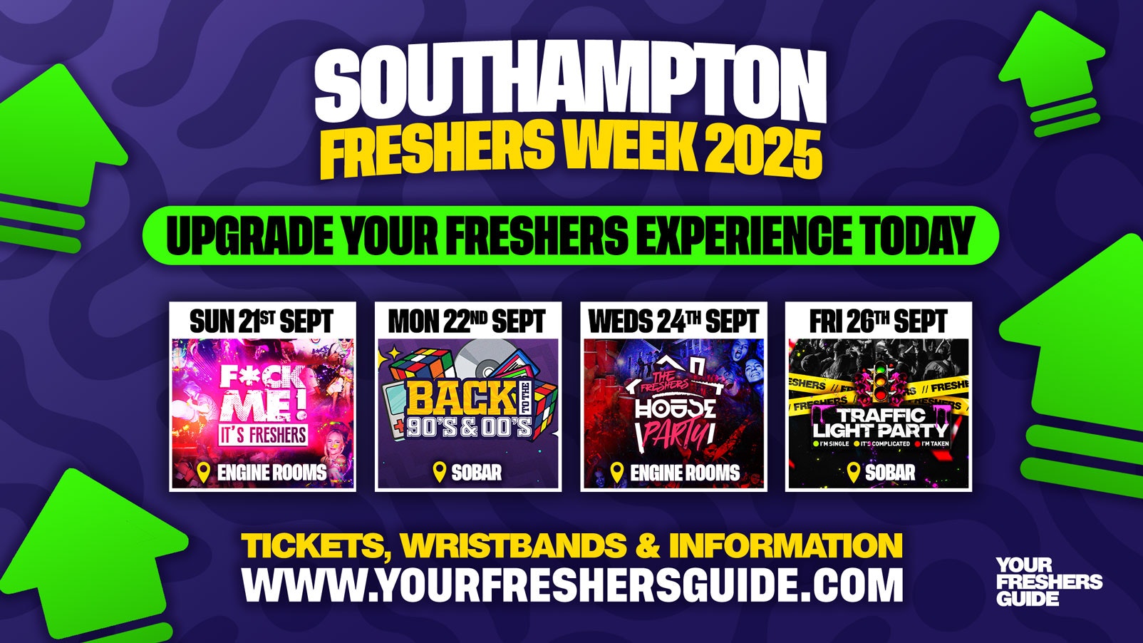 Southampton Freshers Week 2025 – Upgrade to Wristband, Queue Jump + T Shirts
