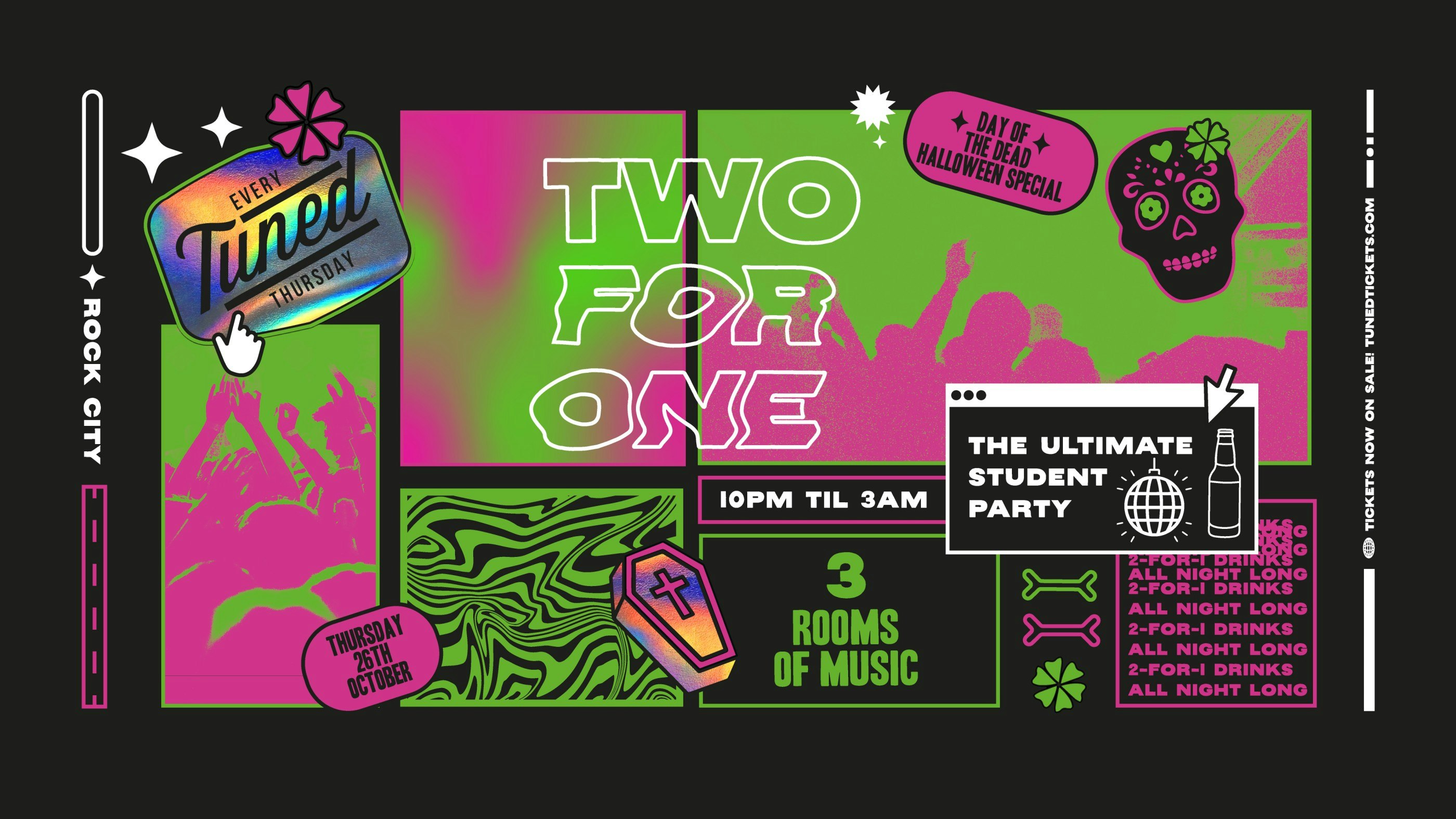 Tuned – DAY OF THE DEAD HALLOWEEN SPECIAL – Nottingham’s Biggest Student Night – 2-4-1 Drinks All Night Long – (inc Silent Disco In Beta Room) 23/10/25
