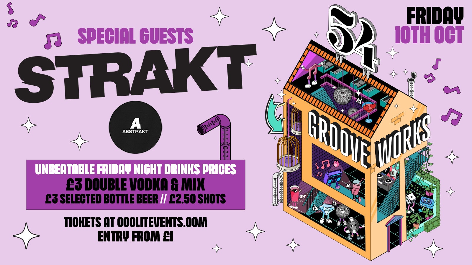 GROOVEWORKS 🪅🎶🪩  ‼️SOLD OUT ‼️SPECIAL GUESTS STRAKT (ABSTRAKT) – FRIDAY NIGHTS @ 54