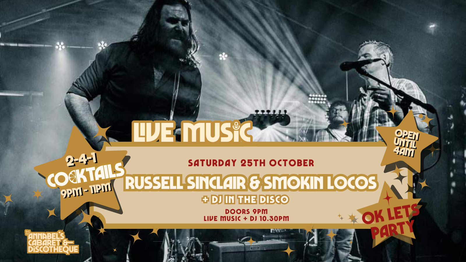 Live Music: RUSSELL SINCLAIR & THE SMOKIN’ LOCOS // Annabel’s Cabaret & Discotheque