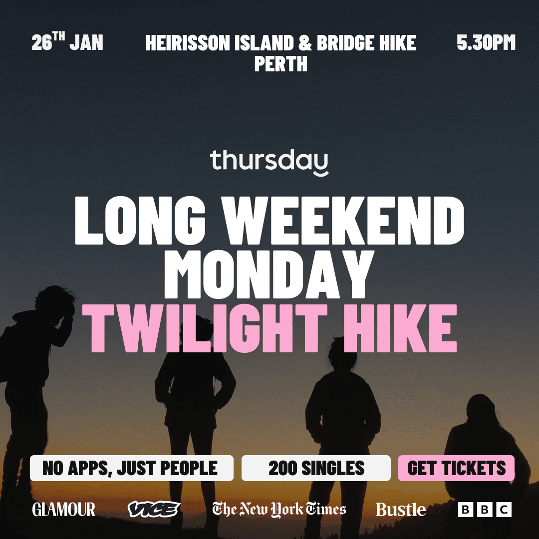 Monday | Singles Twilight Hike @ Heirisson Island & The Matagarup Bridge (All Ages)