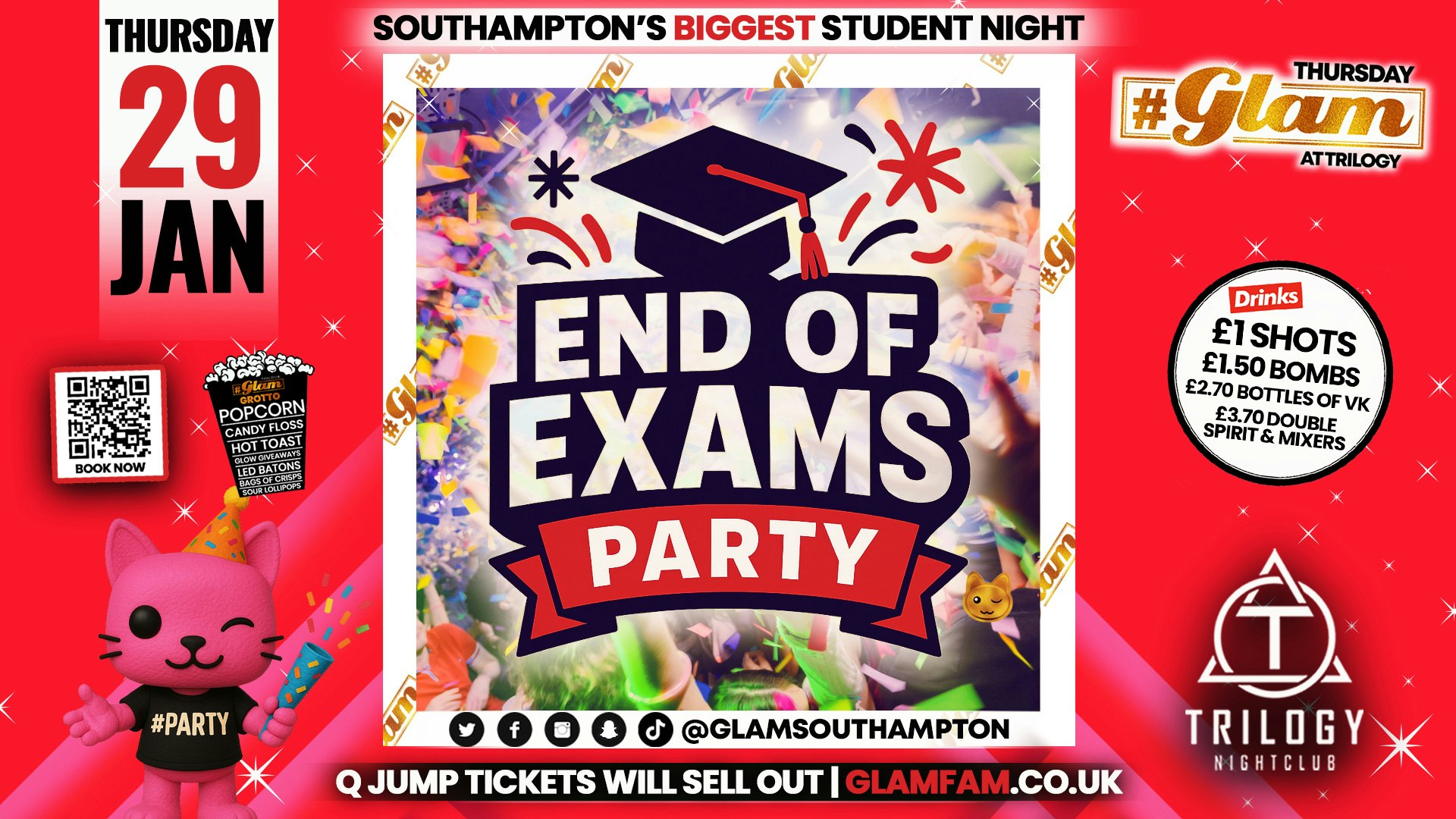Glam Thursdays | 🥳 END OF EXAMS PARTY!🥳 Southampton’s Best Student Night 😻 £1 Shots All Night!