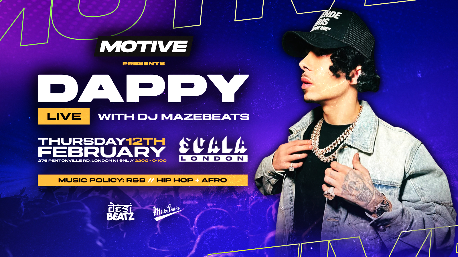 MOTIVE Presents: DAPPY | Thursday 12th February at Scala Kings Cross
