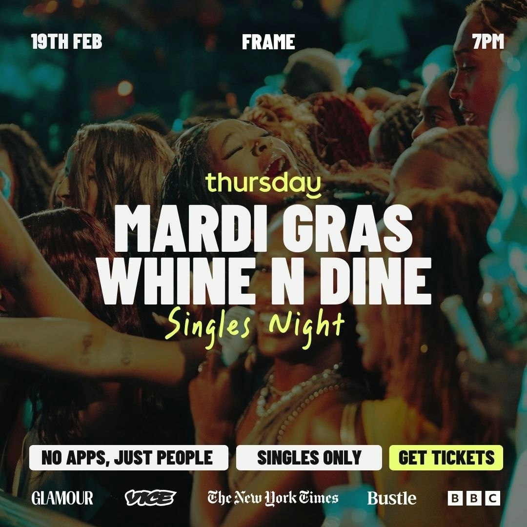 Thursday | Mardi Gras Whine N Dine Singles Night | Philadelphia