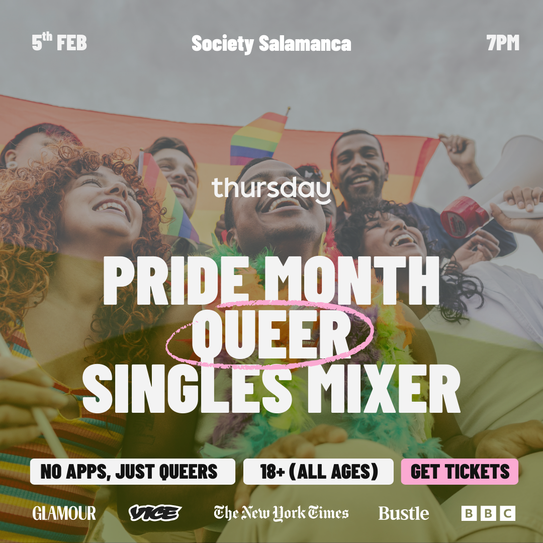 Thursday | Pride Month Queer Singles Takeover | Society Salamanca | 75+ Queer Singles Only