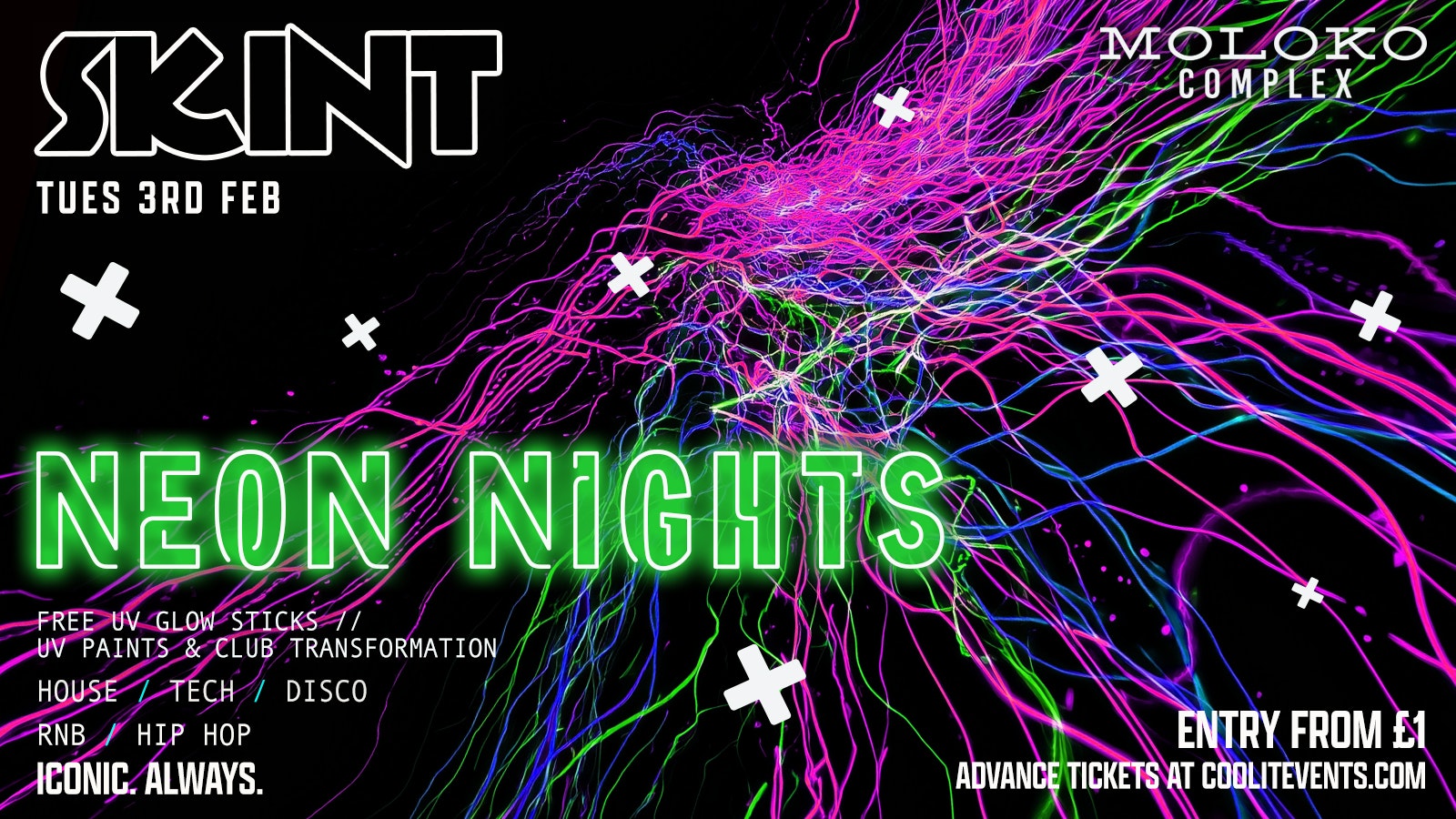 🟣 SKINT TUESDAYS presents NEON NIGHTS 🪅🌟 🟣 FREE UV PAINTS/ FREE GLOW STICKS – Liverpool’s Iconic Student Night ✨🎉