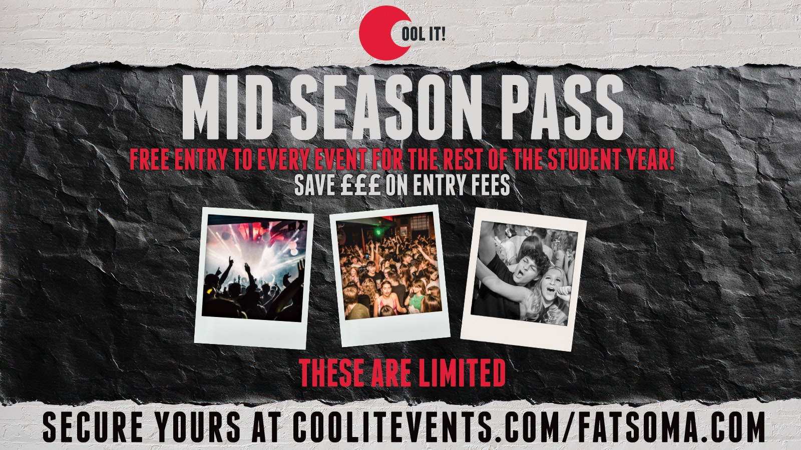 COOL IT MIDSEASON PASS 🌟🎟️ – FREE ENTRY TO ALL WEEKLY EVENTS FOR THE REST OF THE STUDENT YEAR! SAVE £££